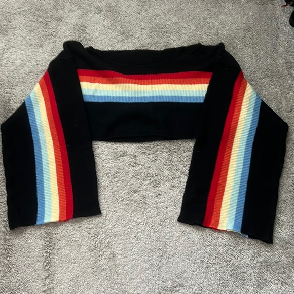 unbranded Sweaters - NWOT Crop Wide Arm Rainbow Sweater- Size Small/Medium